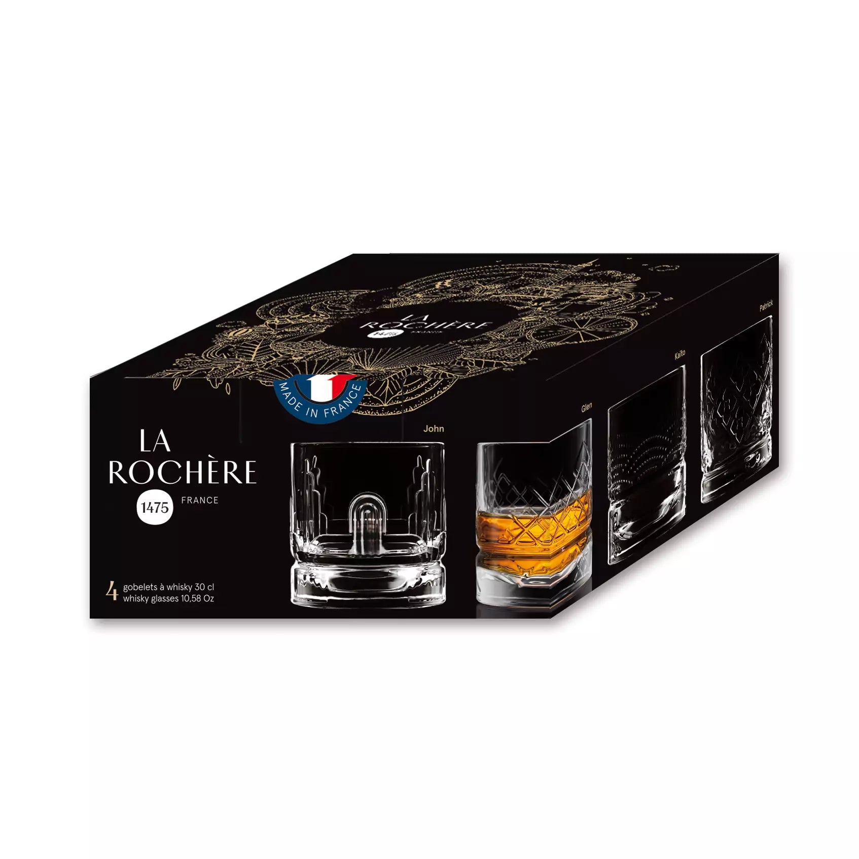 LA ROCHERE – DANDY SET 4 WHISKY GLASSES OLD FASHION GLASS